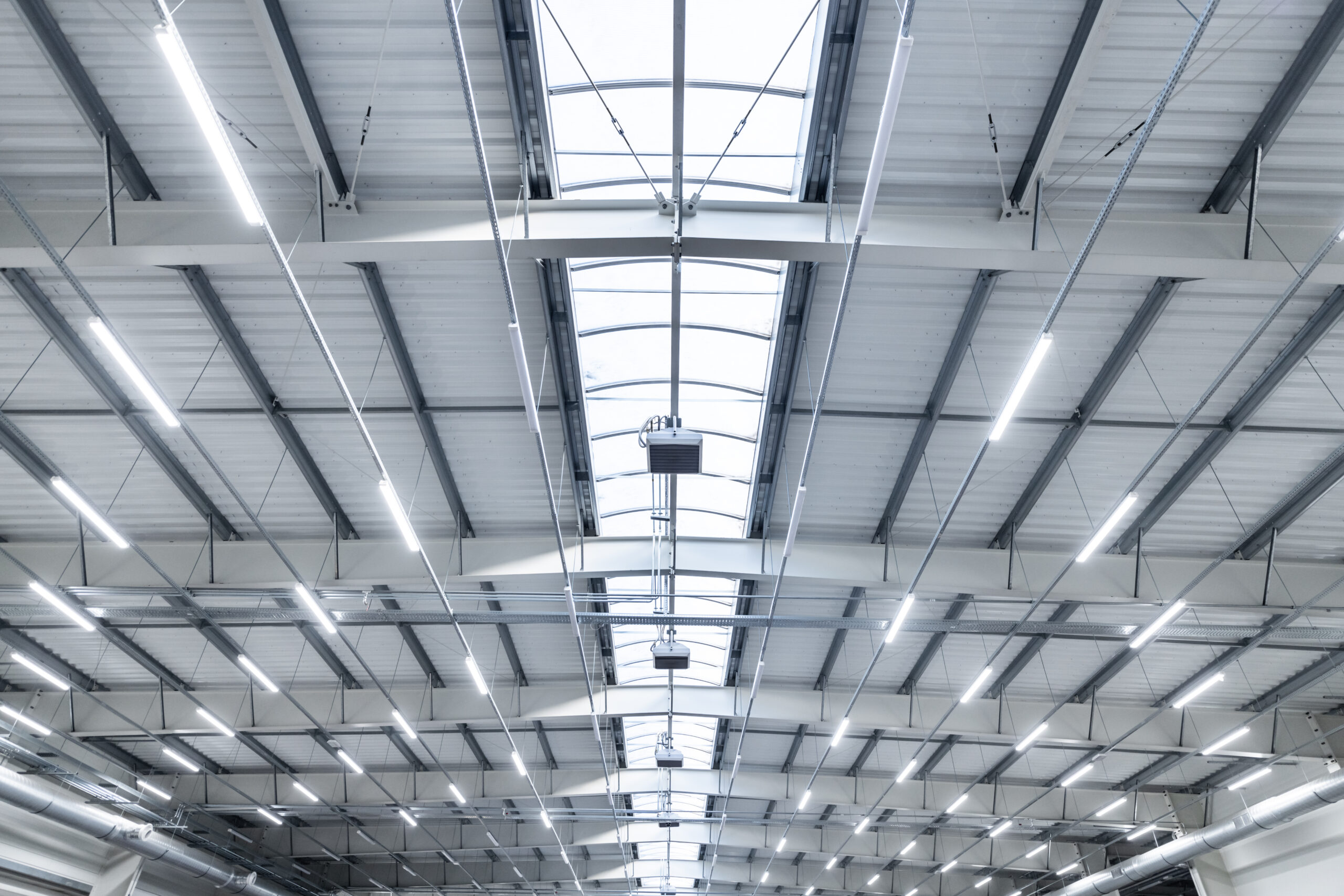 large industrial hall - transport warehouse - modern LED lightin